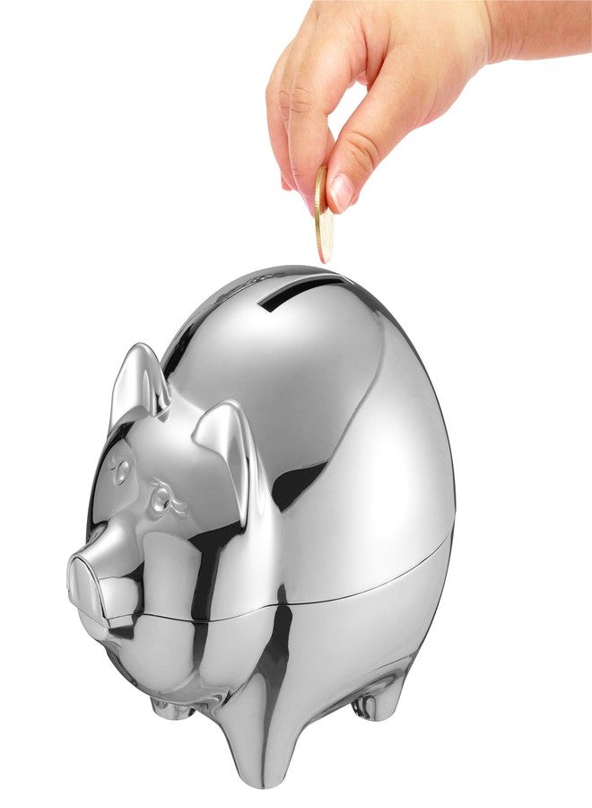 Jozen Gift Money Saving Bank-Metal Silver Piggy Penny Coin Bank for Children, Kids-hot Gifts for Birthday,Christmas and Party-My First Piggy Money Bank for Kids-Silver - Image 1